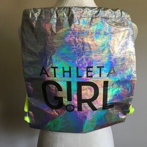 Athleta Girl Iridescent Silver Drawstring Bag